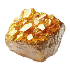 Raw gold nugget rock specimen showcasing natural texture isolated on transparent background