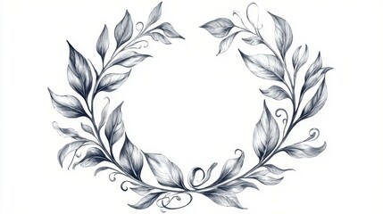 Elegant Hand-Drawn Leafy Wreath Design for Floral Decor and Branding