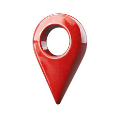 Red 3D location pin icon isolated on transparent background