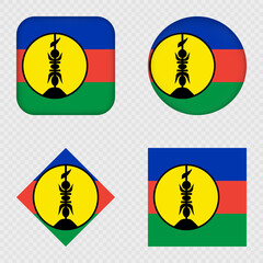 New Caledonia Flag Icons Pack. Vector illustration.