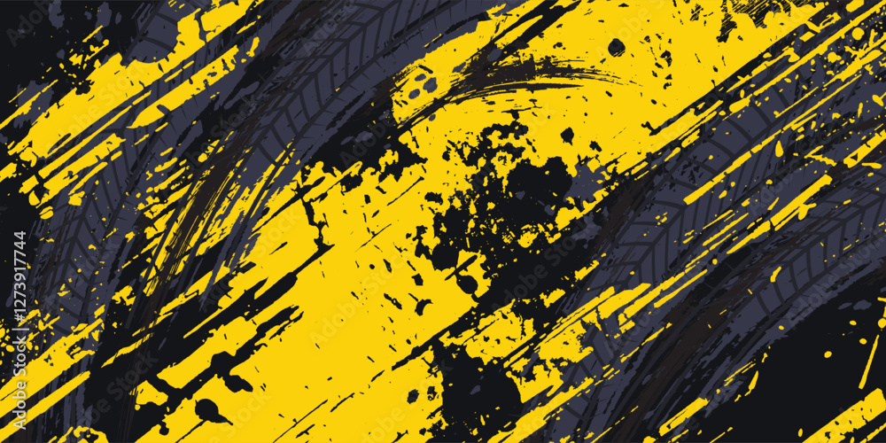 Fototapete Abstract black and yellow background with tire tracks.. vector illustration eps 10