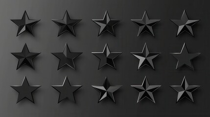 Fototapeta premium Black Star Shapes on Dark Background for Creative Designs