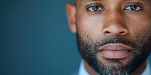 Fototapeta premium Close-up Portrait: Face of a Black Man with Beard