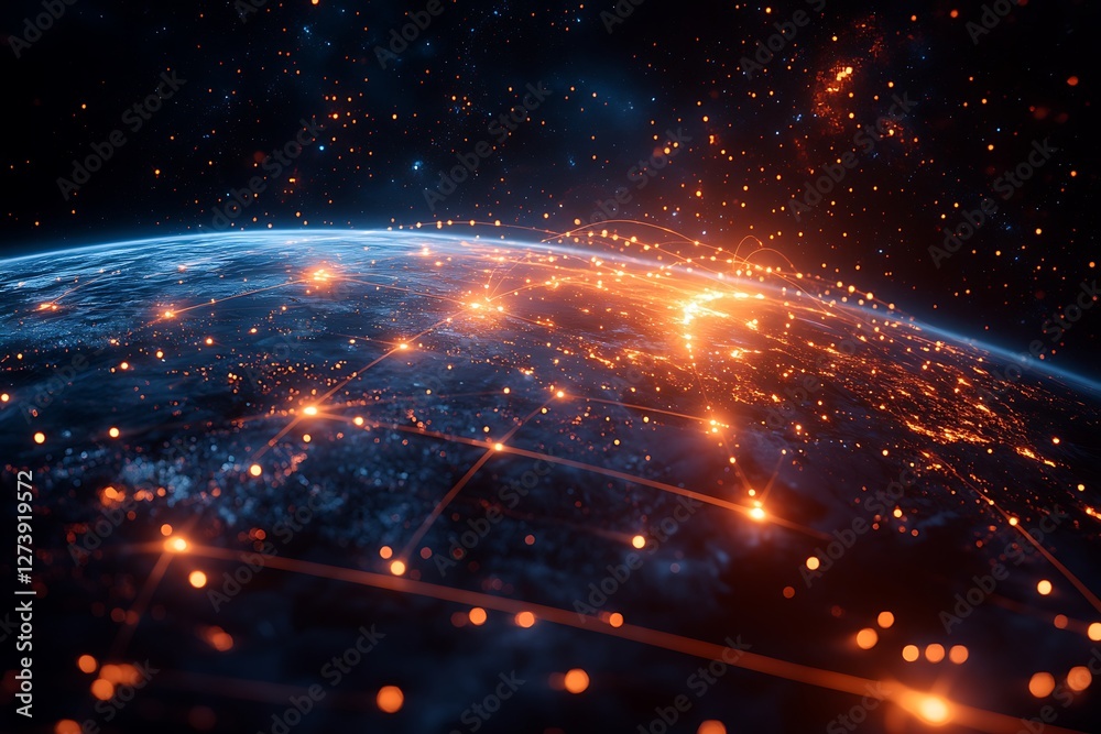 Wall mural global internet and high speed data communication