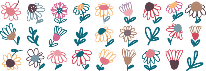 Hand Drawn Daisy Doodle Flower Icon Pack Creative and Playful Design for Nature and Floral Projects
