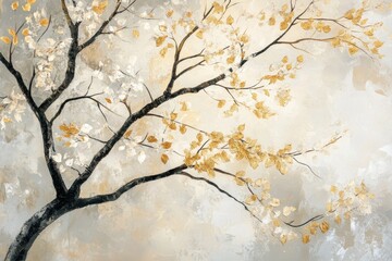 Elegant Gold And White Tree Branch Artwork