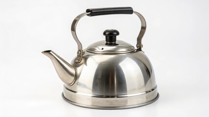 Stainless Steel Kettle on White Background