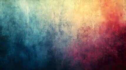 Abstract grunge background with blended blue, yellow and red colors creating atmospheric mood. Textured gradient effect with dark and light areas for artistic designs.