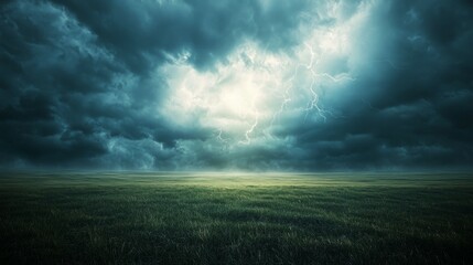 Fototapeta premium Dramatic Thunderstorm with Dark Clouds and Flashing Lightning