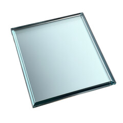 Thin frosted glass square panel with minimalist design isolated on transparent background