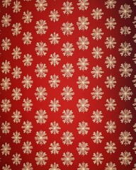 Red background with gold snowflakes; holiday pattern