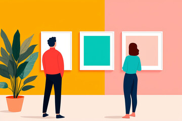 Obraz premium Visitors exploring exhibition marveling at artistry displayed