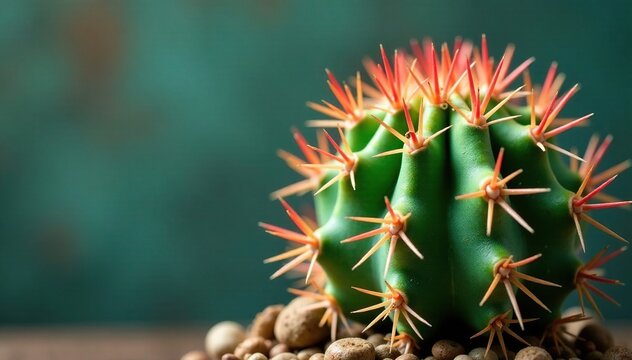 Prickly cactus plant with sharp spines and waxy stems, spine, plant, tephrocactus