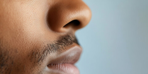 Fototapeta premium Close-up of Male Face: Nose, Lip, and Cheek Detail