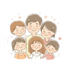 Obraz premium Happy Family Portrait Showing Parents and Children Smiling