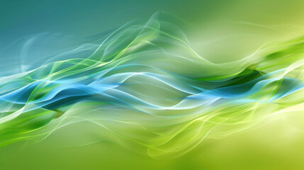 Fototapeta premium Abstract flowing waves in blue and green colors create serene atmosphere, evoking sense of calm and tranquility in modern design