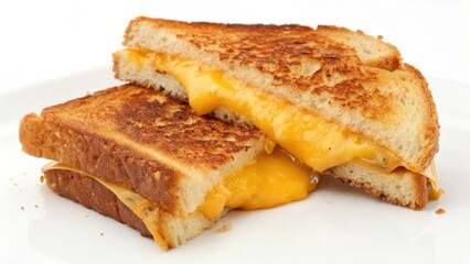 Grilled Cheese Sandwich on White Background