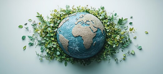 Green Planet Earth day watercolor illustration.