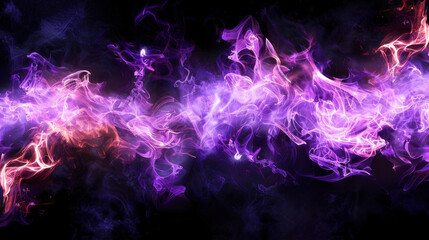 Fototapeta premium vibrant display of swirling purple and pink smoke against dark background, creating mystical and ethereal atmosphere