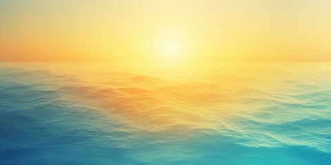 Obraz premium A serene water surface shimmering in gradients of blue, orange, and yellow, reflecting gentle waves under a radiant sky