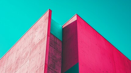 Modern Architectural Design with Bold Color Contrasts and Angles