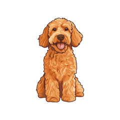 Vector golden doodle dog. Set of goldendoodle dogs for graphic, content, etc. Cute golden labradoodle puppy. Vector illustration of a dog. Vector of poodle dogs design