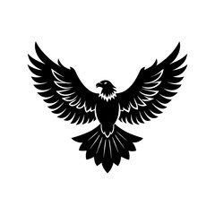An eagle soaring high with its wings spread wide on white background