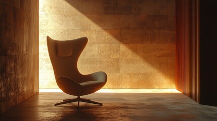 Stylish ergonomic chair in modern interior space warm lighting cozy environment minimalist design
