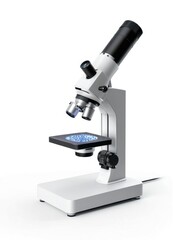 Microscope isolated on a white background for scientific research and laboratory use