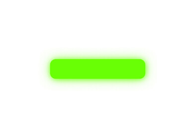 Glowing neon light rectangle button. Rounded green neon shape on a transparent background. Neon frame for your design