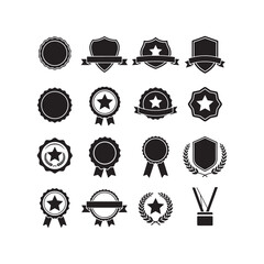 award medal and trophy icons set silhouette vector symbols design