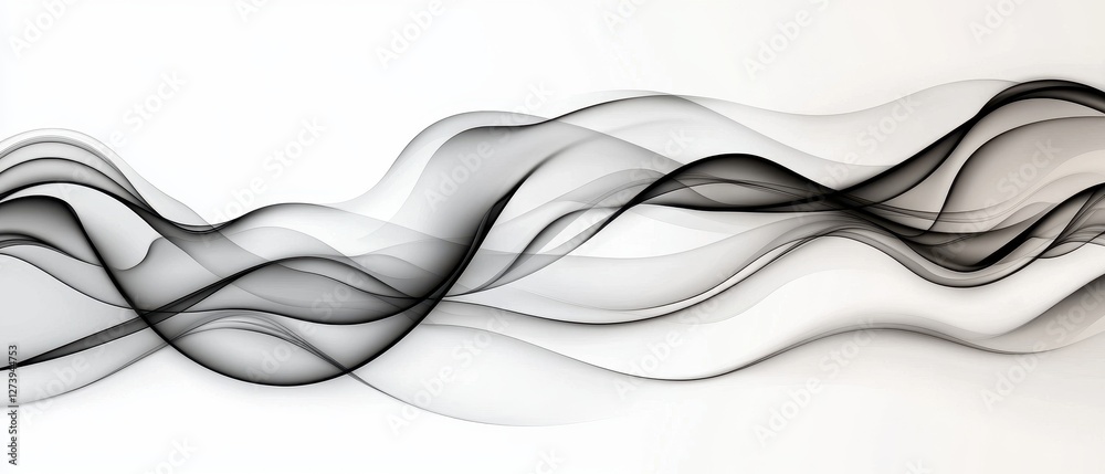 Poster abstract flowing waves in black and white create a dynamic visual effect.