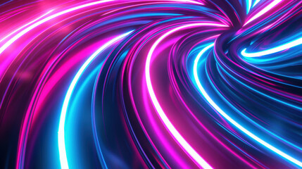 Vibrant neon light trails swirl in dynamic pattern, creating mesmerizing visual effect. interplay of pink and blue hues evokes sense of energy and movement