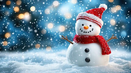 Festive Snowman In Winter Wonderland Setting