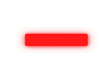 Glowing neon light rectangle button. Rounded red neon shape on a transparent background. Neon frame for your design