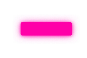 Glowing neon light rectangle button. Rounded pink neon shape on a transparent background. Neon shape for your design