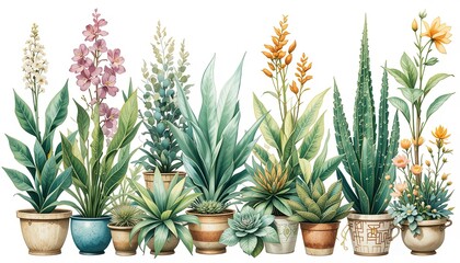 Fototapeta premium Indoor plant collection home digital art bright environment close-up nature inspiration
