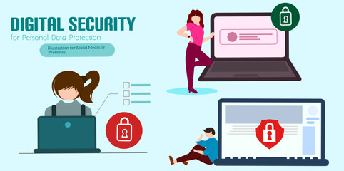 Shared document, cyber security, sign in page concept with character. Cloud service access abstract vector illustration set. Public folder access, editing online, data protection, user login metaphor.