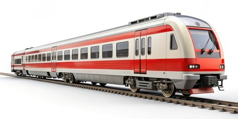 Fototapeta premium Modern High-Speed Passenger Train on White Background