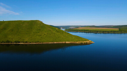 bay hills view from above mountains river
