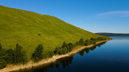 Obraz premium bay hills view from above mountains river