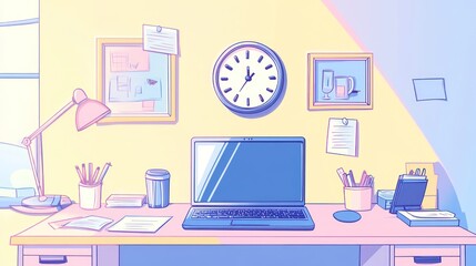 Pastel Office Desk Scene (1)