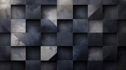 Dark gray textured cube pattern background.