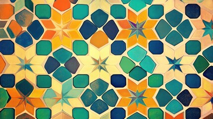 Colorful geometric star pattern background.