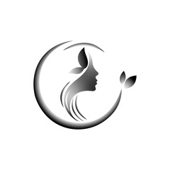 Beautiful woman face logo. Beauty salon sign. Spa salon. Fashion center. Women's hairdressing salon.