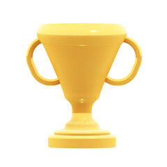 Winner's golden cup on transparent background. 3D render in cartoon style.