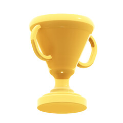 Winner's golden cup on transparent background. 3D render in cartoon style.