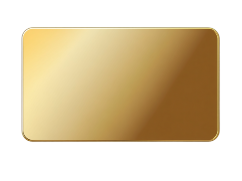 Gold card, rectangular shape, transparent background