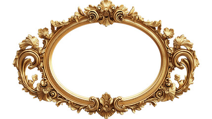 Elegant golden frame with subtle vintage patterns, luxury aesthetic, intricate details, isolated on white PNG 