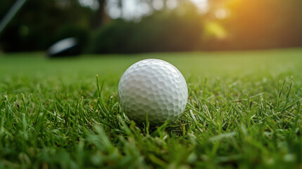 Obraz premium A white golf ball is sitting on the grass